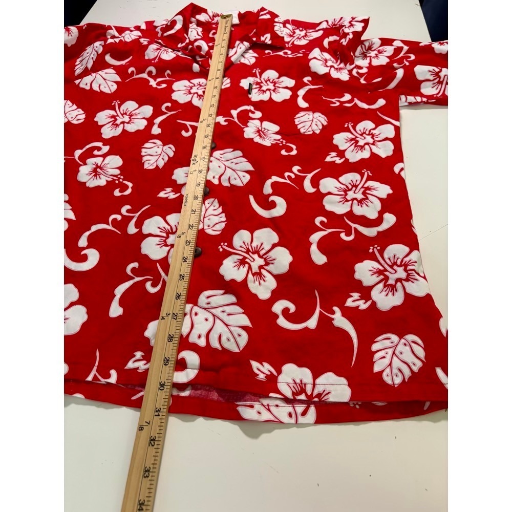 Palmwave Hawaii Shirt Mens XXL Red White Hibiscus Floral Resortware Vacation - Picture 7 of 11